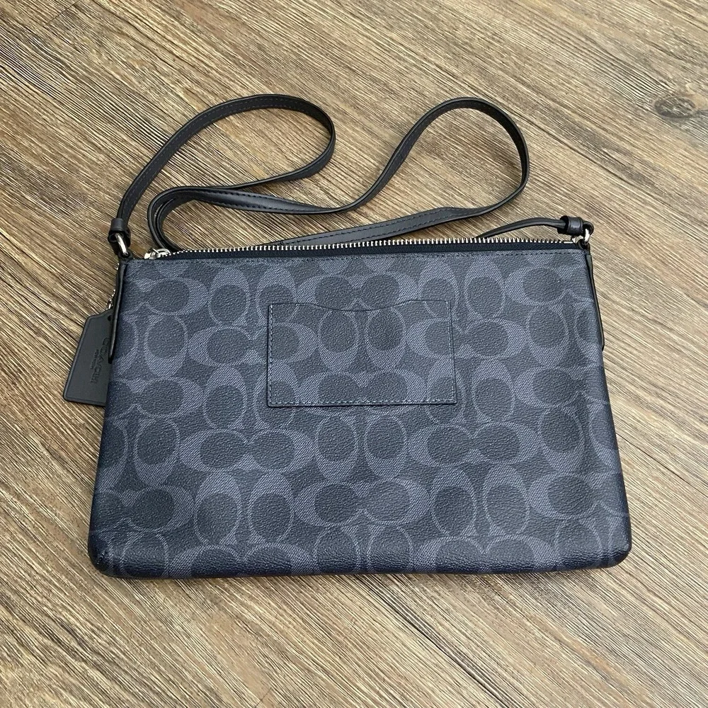 Coach Signature East West Pop Up Crossbody Bag Black Gray f29725 EUC - Picture 9 of 9